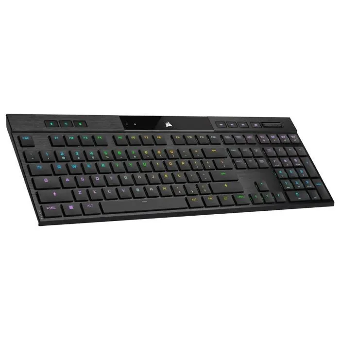 CORSAIR K100 AIR Wireless Clavier Gaming Mécanique AZERTY avec Switch CHERRY MX Ultra Low Profile, Rétroéclairage LED RGB, Châssis Aluminium Brossé, Noir
