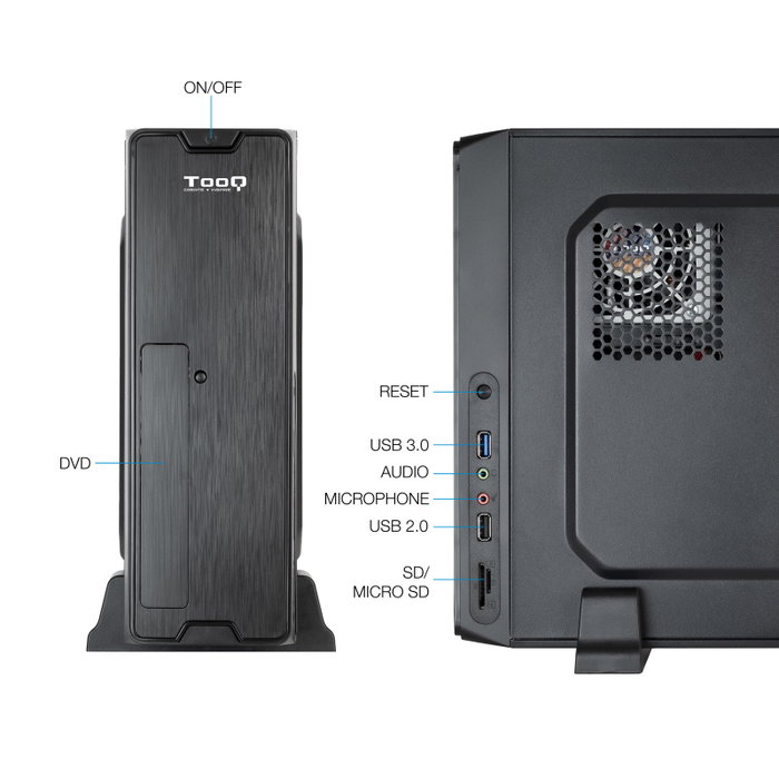 Tooq Boîtier PC TQC-3007U3C-B Noir Micro-ATX Mini-ITX avec Alimentation 500W USB 3.0 Tooq Boîtier PC TQC-3007U3C-B Noir Micro-ATX Mini-ITX avec Alimentation 500W USB 3.0