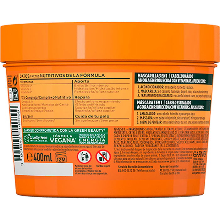 Garnier Fructis Hair Food Masque Réparateur Papaye 390 ml Garnier Fructis Hair Food Masque Réparateur Papaye 390 ml