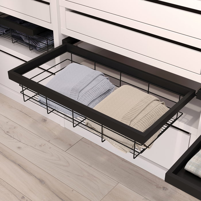 Emuca Kit de panier et cadre coulissant à fermeture souple pour armoire, réglable, module 600mm, Noir texturé