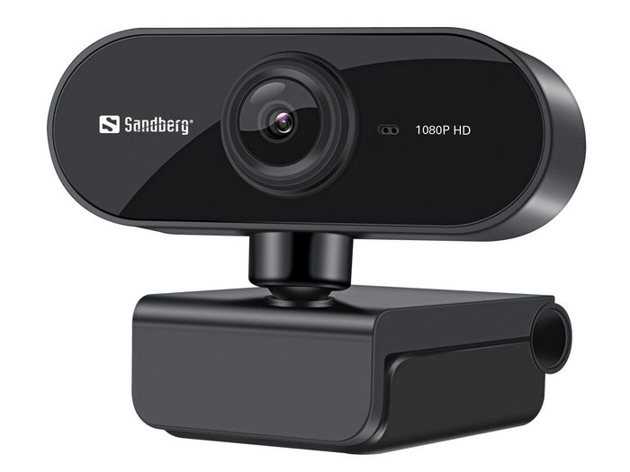 Sandberg Webcam USB Flex - Microphone intégré - Résolution Full HD 1080P - Installation sans pilote - Pour visioconférences et appels vidéo