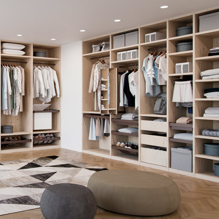 Emuca Miroir extractible pour l'intérieur de l'armoire, Peint en moka, Acier et Plastique et Verre.