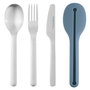 Berghoff - Recipient Dual et couverts 3 pièces avec housse de silicone - Récipient compartimenté pour repas/snacks, anti-fuite, couverts durables, lavable au lave-vaisselle