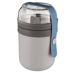 Berghoff - Recipient Dual et couverts 3 pièces avec housse de silicone - Récipient compartimenté pour repas/snacks, anti-fuite, couverts durables, lavable au lave-vaisselle