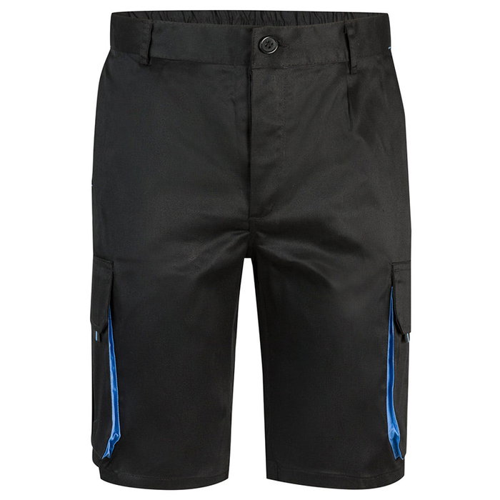 VELILLA Bermuda de travail bicolore Noir/Ciel 103007 - Taille 48 avec 6 poches, renfort et ceinture élastique - Tissu polyester/coton résistant VELILLA Bermuda de travail bicolore Noir/Ciel 103007 - Taille 48 avec 6 poches, renfort et ceinture élastique - Tissu polyester/coton résistant