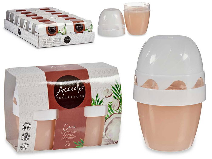 Acorde Set de 2 Ambianceurs Gel 140 g x 2 Parfum Coco, dimensions 14x10x7 cm, Blanc et Marron (Set de 24) Acorde Set de 2 Ambianceurs Gel 140 g x 2 Parfum Coco, dimensions 14x10x7 cm, Blanc et Marron (Set de 24)