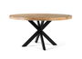 GINER Y COLOMER Table de salle à manger ronde en bois de manguier massif, 150 cm de diamètre, avec piètement en forme d'étoile en fer noir