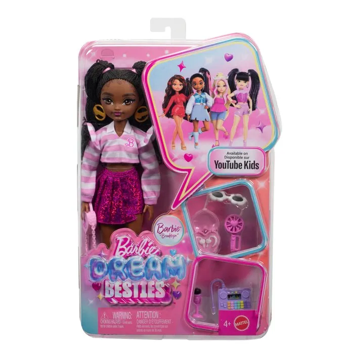 Barbie JKP51 - Poupée Barbie Dream Besties Brooklyn avec Accessoires - Fille 4 ans et plus - Jeu Créatif et de Rôle - Tenue Tendance et Cheveux à Tresser - EAN 0194735354252