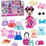 Disney Coffret Fashion Minnie Mouse - Poupée de 15 cm avec 25 pièces d'accessoires de mode : tenues, chapeaux, chaussures, sac, valise, appareil photo