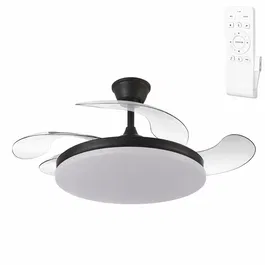 Ventilador DC Negro 59w 6980lm 3000-4000-6000k 4 Aspas 6 Velocidades Verano-Invierno 107cm