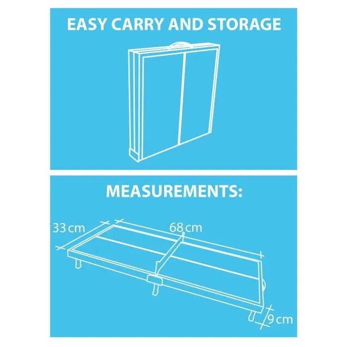 SCHILDKRÖT Mini-table de ping-pong 68x33 cm pliable avec 2 raquettes PVC, balle ABS et filet - Set jeu de table