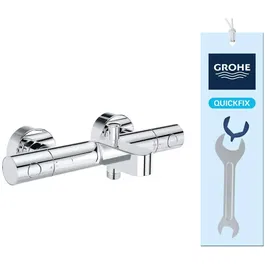 Grohe Precision Get Mitigeur thermostatique mural pour bain et douche chromé avec limiteur 43°C, butée et robinet éco