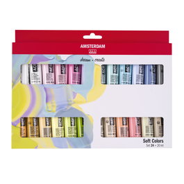 Amsterdam Estuche de pintura acrílica de colores suaves de la serie Standard, 24 x 20 ml