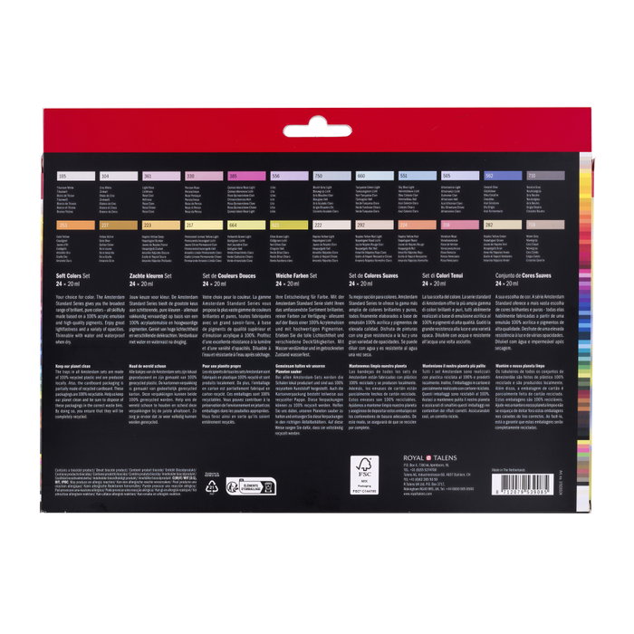 Amsterdam Estuche de pintura acrílica de colores suaves de la serie Standard, 24 x 20 ml Amsterdam Estuche de pintura acrílica de colores suaves de la serie Standard, 24 x 20 ml