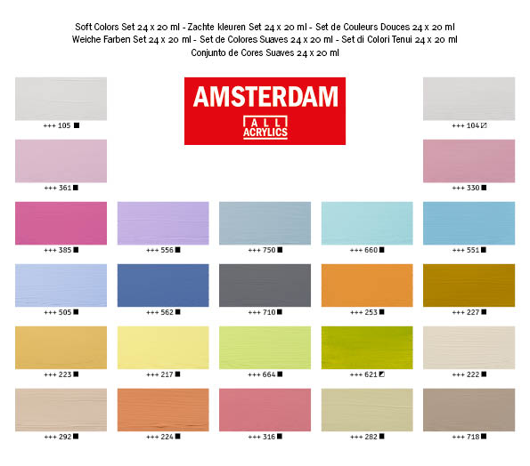 Amsterdam Estuche de pintura acrílica de colores suaves de la serie Standard, 24 x 20 ml Amsterdam Estuche de pintura acrílica de colores suaves de la serie Standard, 24 x 20 ml