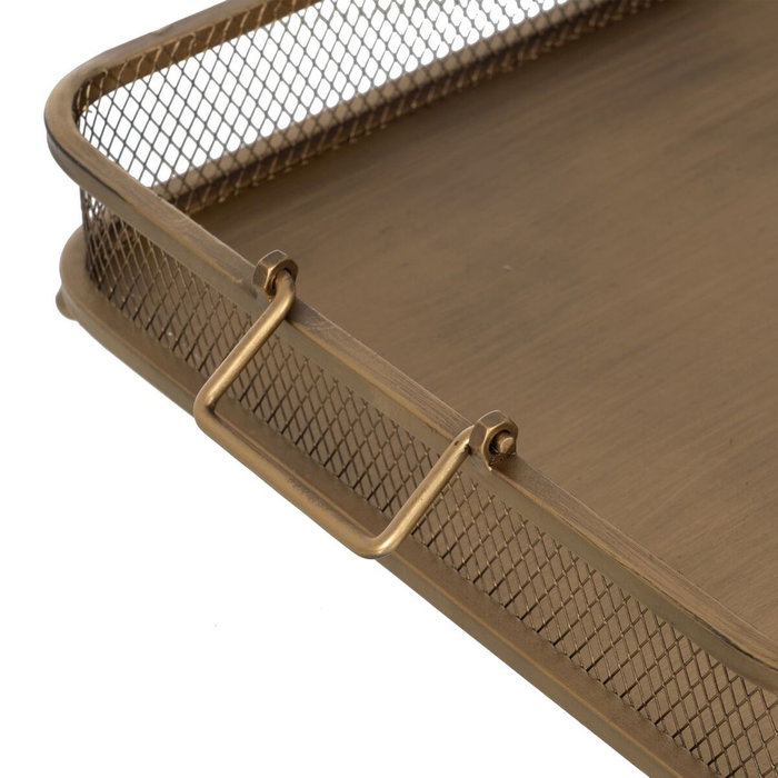 BigBuy Home Plateau apéritif Doré Fer 40 x 40 x 10 cm