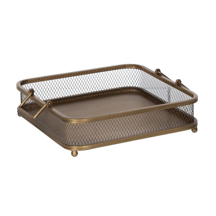BigBuy Home Plateau apéritif Doré Fer 40 x 40 x 10 cm