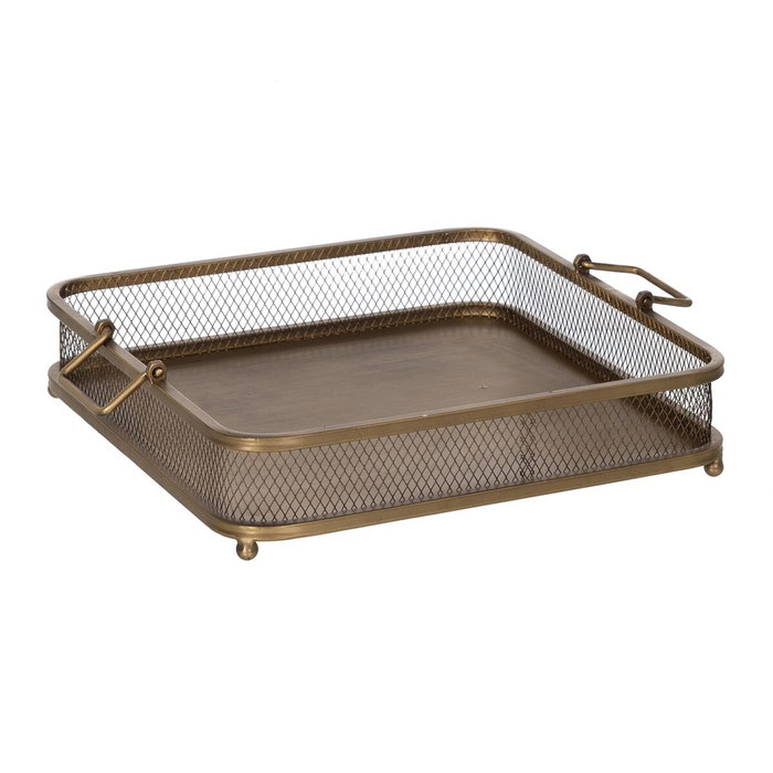 BigBuy Home Plateau apéritif Doré Fer 40 x 40 x 10 cm