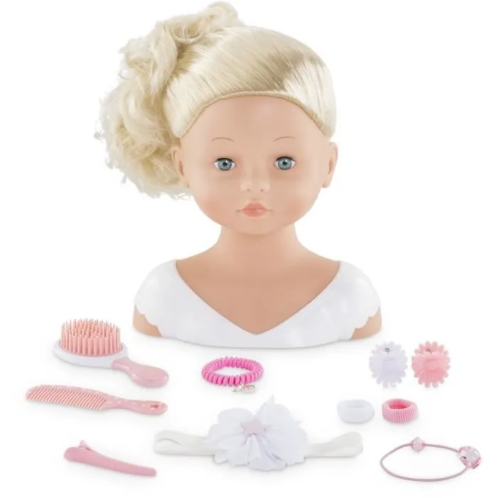 Corolle Tête à Coiffer - Poupée de Coiffure avec 10 Accessoires, Cheveux Implantés Régulièrement, Vinyle Parfumé Vanille - Jeu de Création pour Enfant dès 3 ans