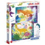 Clementoni Set Duo Puzzle Supercolor Drôles de dinos - 2 puzzles de 20 pièces pour enfants à partir de 3 ans - Unisexe