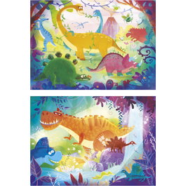 Clementoni Set Duo Puzzle Supercolor Drôles de dinos - 2 puzzles de 20 pièces pour enfants à partir de 3 ans - Unisexe