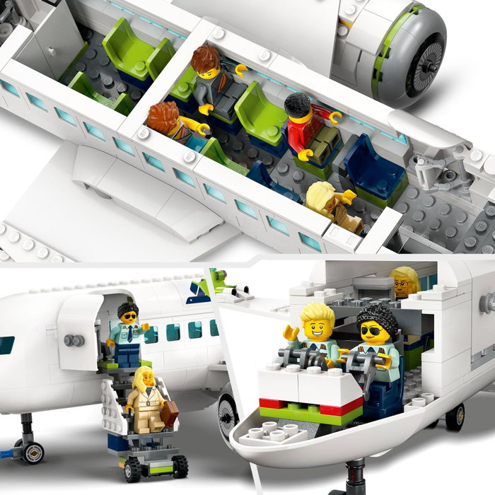 LEGO City 60367 L'Avion de Ligne avec véhicules d'aéroport et 9 minifigurines