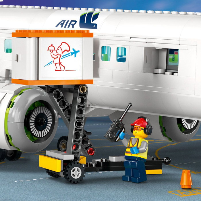 LEGO City 60367 L'Avion de Ligne avec véhicules d'aéroport et 9 minifigurines