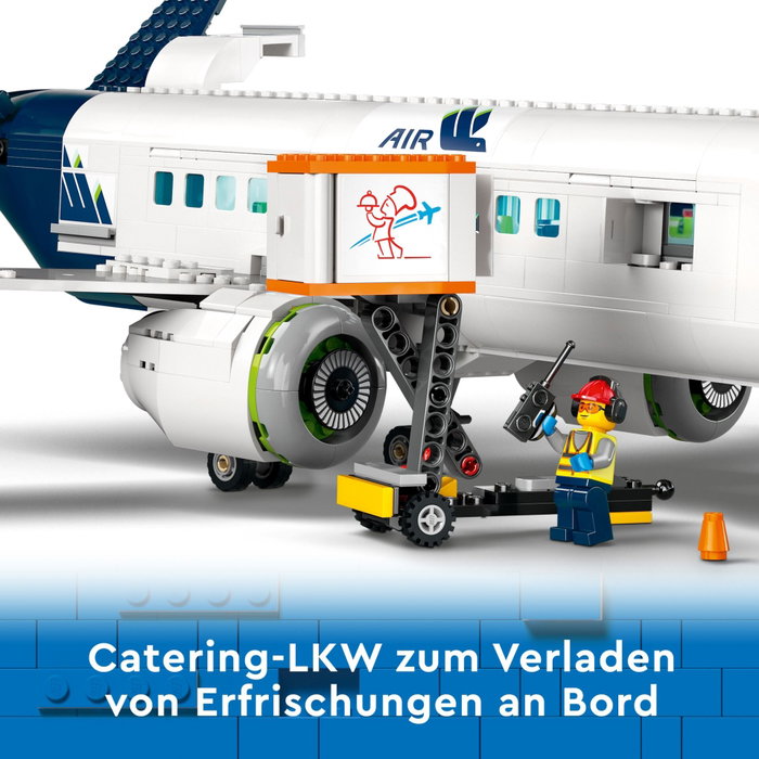 LEGO City 60367 L'Avion de Ligne avec véhicules d'aéroport et 9 minifigurines