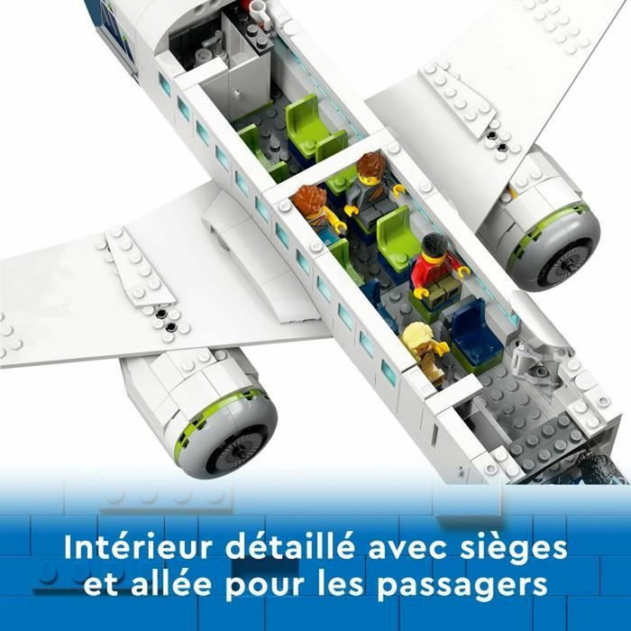 LEGO City 60367 L'Avion de Ligne avec véhicules d'aéroport et 9 minifigurines