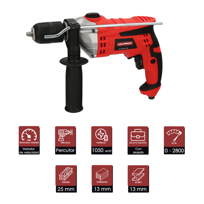 WOLFPACK LINEA PROFESIONAL Perceuse à percussion 1050W avec variateur