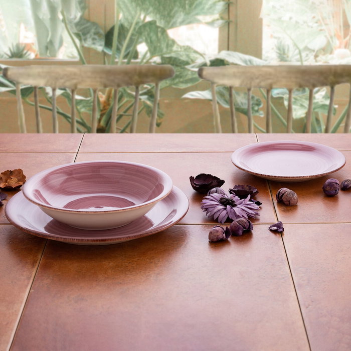 Quid Assiette creuse Peoni Céramique Rose Ø 21,5 cm (Lot de 12)
