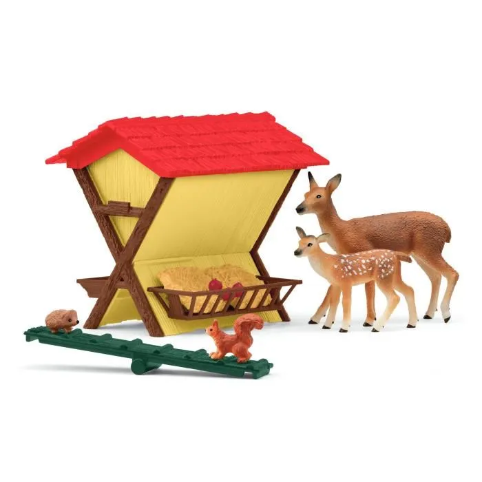 Schleich 42658 Farm World - Coffre Cabane des Animaux de la Forêt avec Biche, Faon, Écureuil et Hérisson, Jeu Enfant 3 Ans et Plus