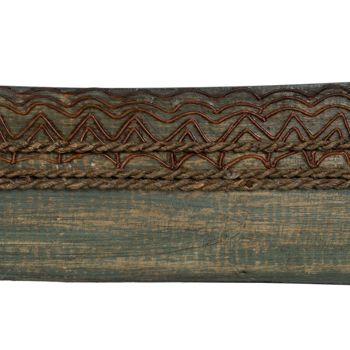 BigBuy Home Centre de Table Marron Vert Bois Fibre naturelle 98 x 14 x 16 cm