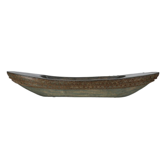 BigBuy Home Centre de Table Marron Vert Bois Fibre naturelle 98 x 14 x 16 cm