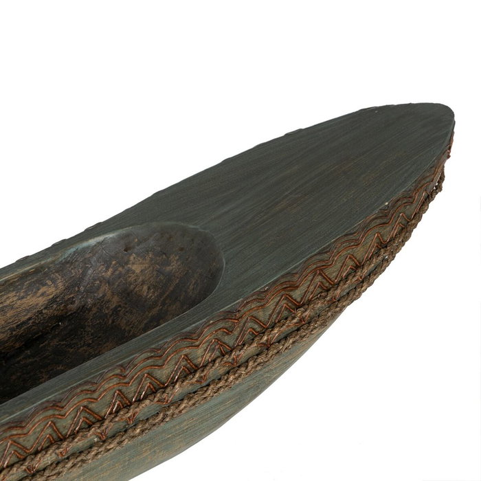 BigBuy Home Centre de Table Marron Vert Bois Fibre naturelle 98 x 14 x 16 cm