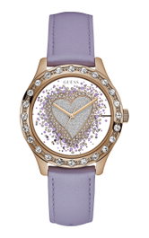 Guess W0909L3 avec bracelet lila et boîtier or rose