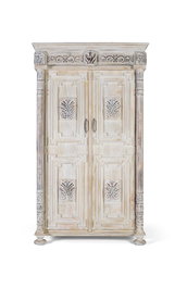 GINER Y COLOMER - Armadio 2 portes en bois de manguier vieilli blanc, style sophistiqué - 203x120x50 cm