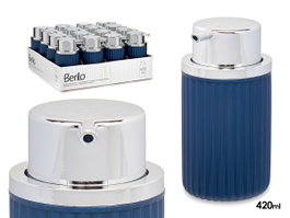 Berilo Distributeur de savon plastique 420 ml bleu 7x14x8 cm (Set de 32)