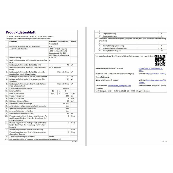 Écran Asus 90LM09V1-B01170 Full HD 15"