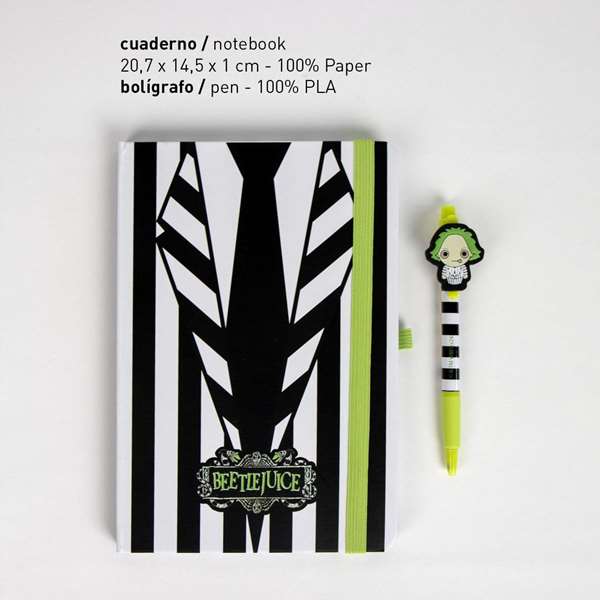 Cerdá - Set de papeterie stylo Beetlejuice - Blanc - 22.0 x 22.0 x 2.5 cm - À partir de 3 ans