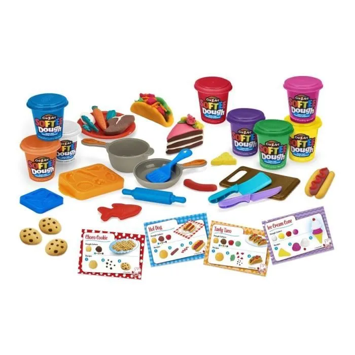 Crazart Lexibook Kit Pâte à Modeler Douce Super Chef - 8 Pots Inclus avec Moule Fruits Légumes Burger et Accessoires Crazart Lexibook Kit Pâte à Modeler Douce Super Chef - 8 Pots Inclus avec Moule Fruits Légumes Burger et Accessoires