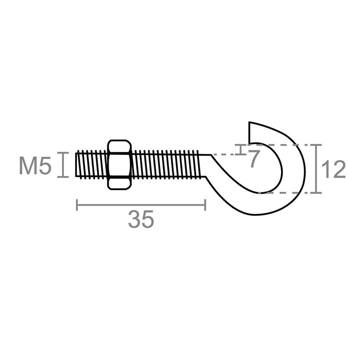 Edm Hémbrille ouverte avec écrou HM02, M5 x 35 mm, zincée, blister de 4 pièces