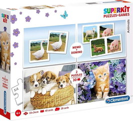 Clementoni SuperKit Puzzle Animaux pour Enfants 4 ans et Plus - 2 x 30 + 48 + 28 Pièces - Unisexe - Jouet Créatif