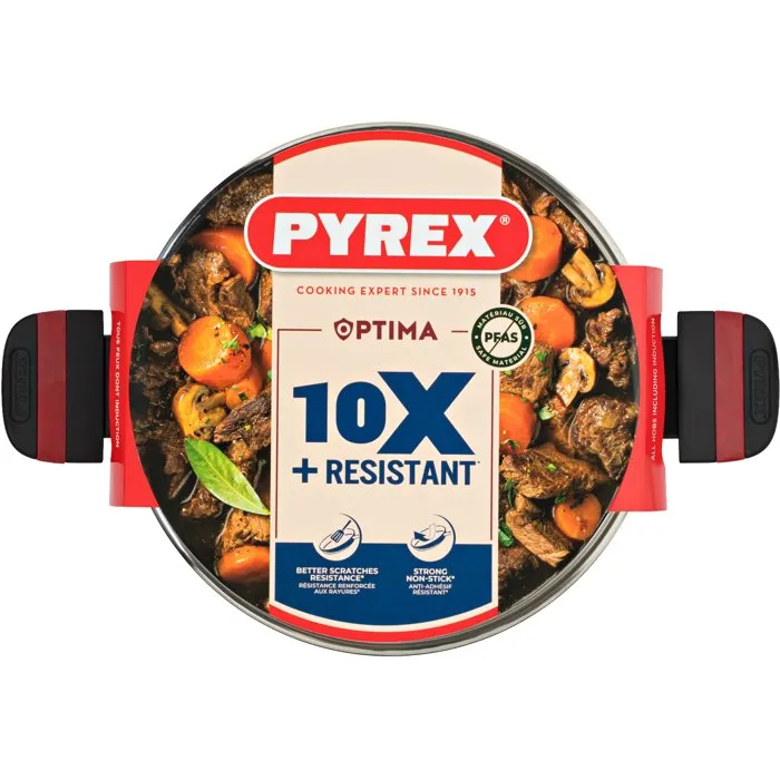 Pyrex Faitout Optima 24 cm, Noir, Compatible Induction