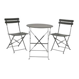 Outdoor Living By Decoris Helsingborg Ensemble table et 2 chaises pliables en acier gris anthracite
