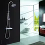Edouard Rousseau - Colonne de douche LOONA BREVA thermostatique avec mitigeur, tête de douche 200 mm ABS chromée, douchette pluie, flexible inox 1.50 m, finition chromée