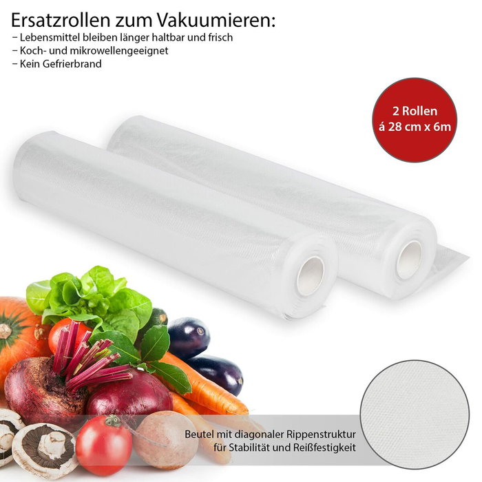 Clatronic Rouleaux pour machine d'emballage PC-VK 1015 / 1080 / 1134, 12 m (Lot de 2)