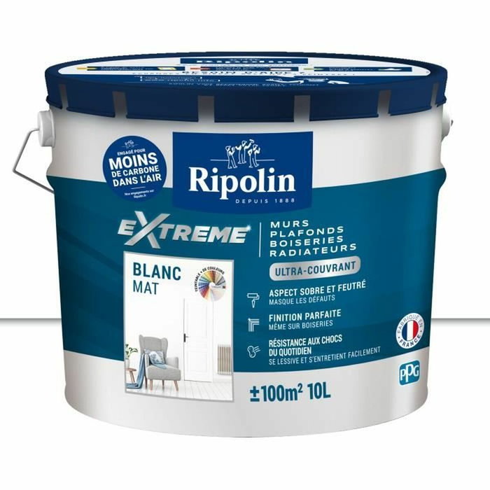 Ripolin Peinture mur et plafond monocouche mat blanc 10L Ripolin Peinture mur et plafond monocouche mat blanc 10L