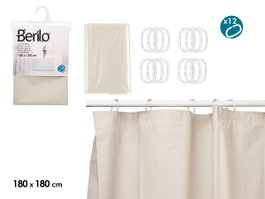 BERILO Rideau de douche transparent Beige 180x180cm