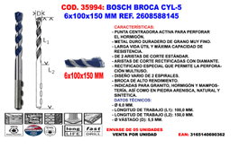 BOSCH Mèche à béton CYL-5 LONGLIFE 6x100x150 mm